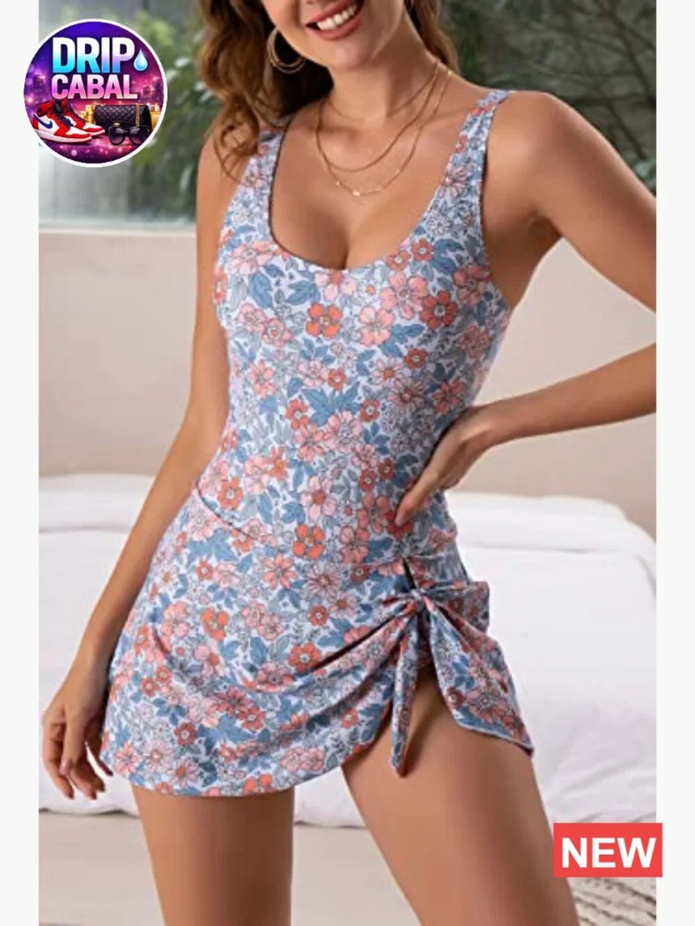 Tummy Control One Piece Swimdress with Skirt - Flattering Swimwear